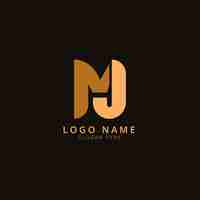 Vettore gratuito logo monogramma mj dal design piatto