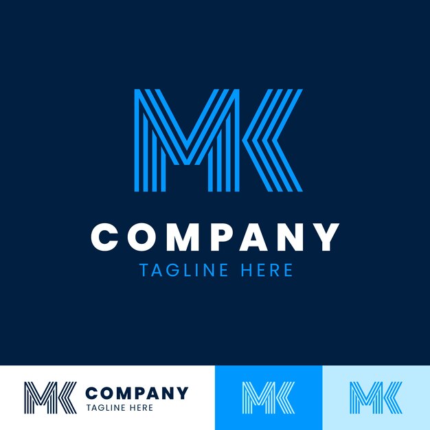 Flat design mk or km logo template