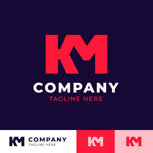 Vettore gratuito modello di logo mk o km design piatto