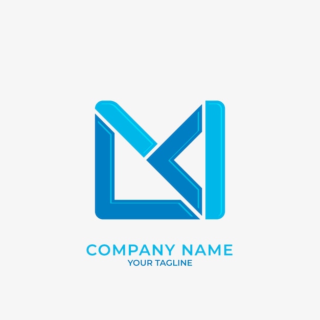 Плоский дизайн шаблона логотипа mk и km
