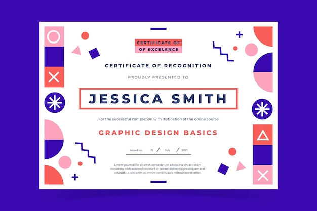 Free vector flat design modern certificate of recognition