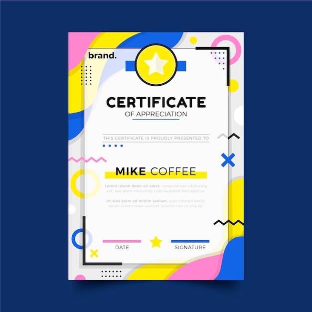 Flat design modern certificate template