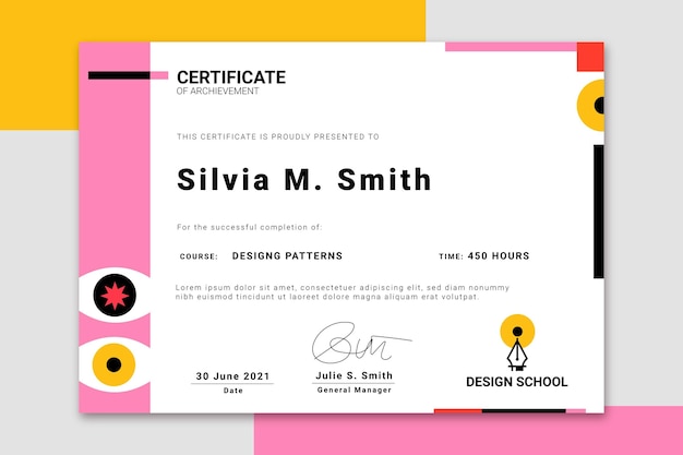 Flat design modern certificate template