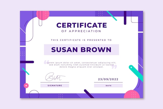 Flat design modern certificate template