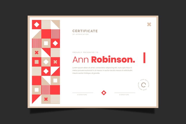 Flat design modern certificate