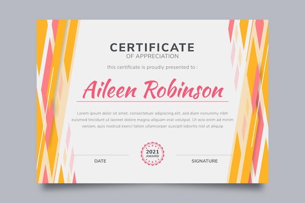 Free vector flat design modern certificate