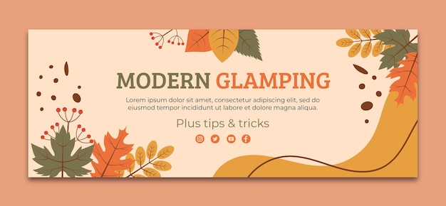 Flat design modern glamping facebook cover