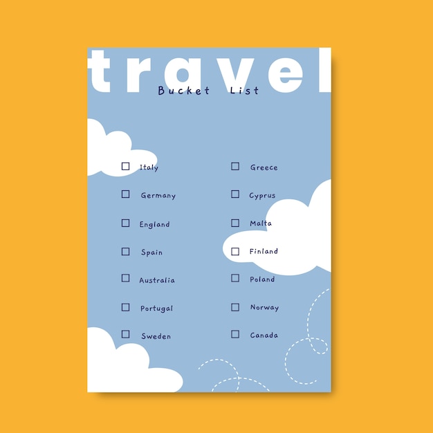 Flat design modern travel bucket list