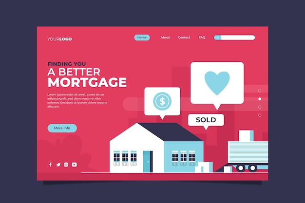 Flat design mortgage landing page template