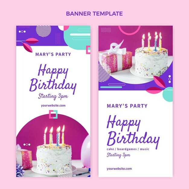 flat design mosaic birthday banners vertical