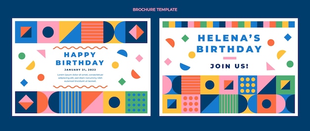 Flat design mosaic birthday brochure