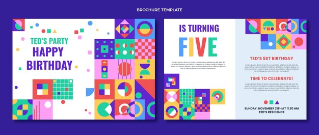 flat design mosaic birthday 
brochure