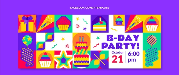Design piatto mosaico compleanno facebook cove
