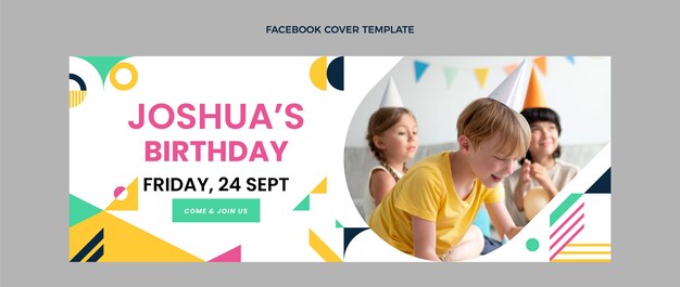 Flat design mosaic birthday facebook cover