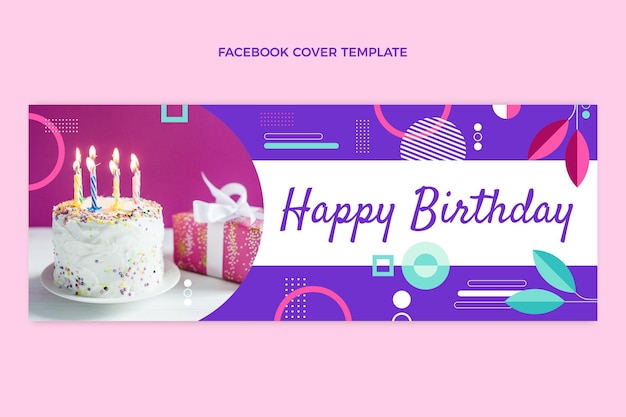 無料ベクター フラットデザインモザイク誕生日facebookカバー