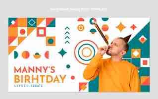 Free vector flat design mosaic birthday facebook post