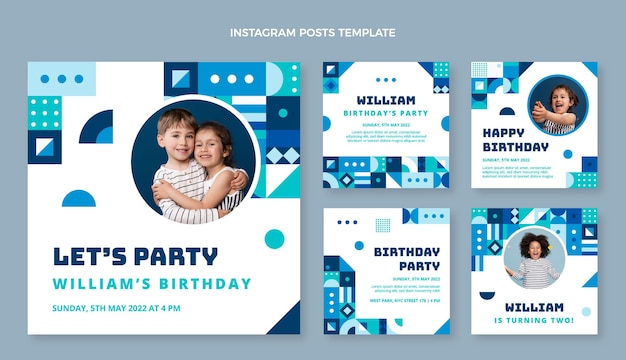 Мозаика в плоском дизайне на день рождения в instagram