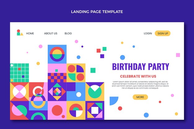 Free vector flat design mosaic birthday
 landing page