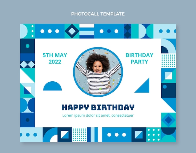 Free vector flat design mosaic birthday photocall