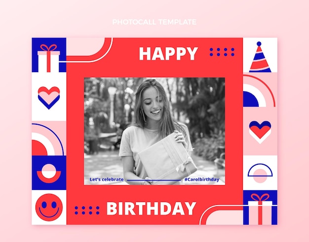 Free vector flat design mosaic birthday photocall