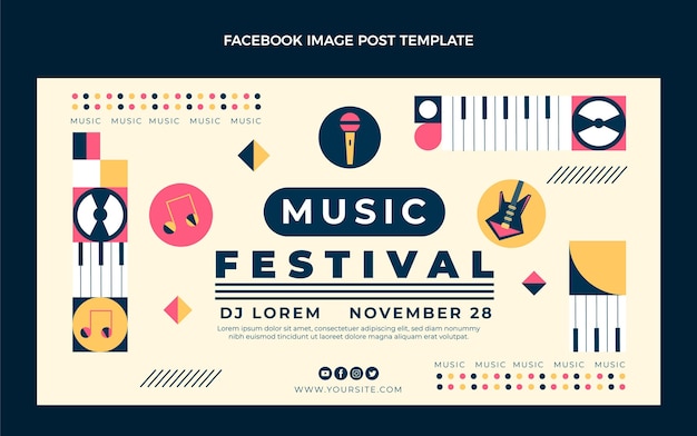 Flat design of mosaic music 
facebook post