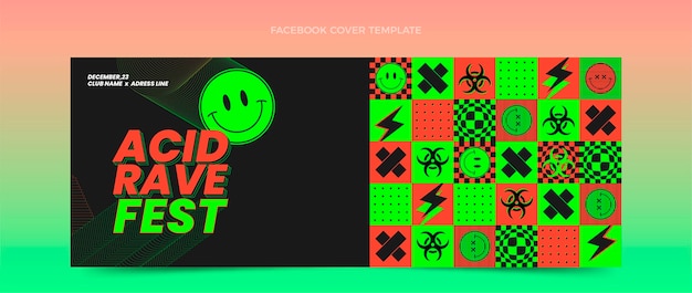 Flat design mosaic music festival facebook cover