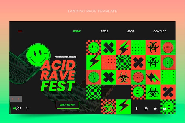 Flat design mosaic music festival landing page