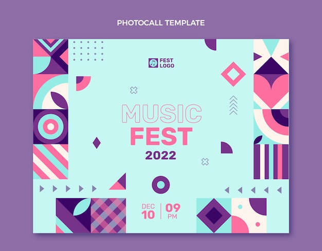 Free vector flat design mosaic music festival photocall