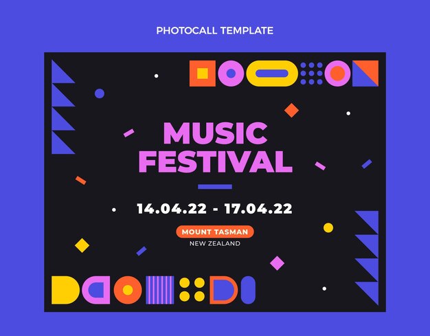 Фотоколл музыкального фестиваля в плоском дизайне