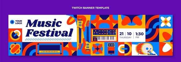 Free vector flat design mosaic music festival