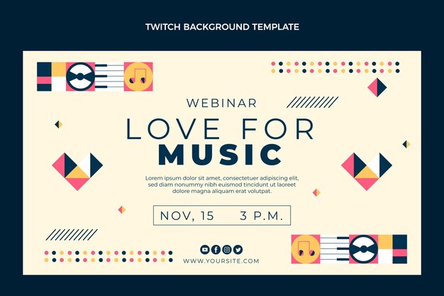 Flat design of mosaic music 
 twitch background