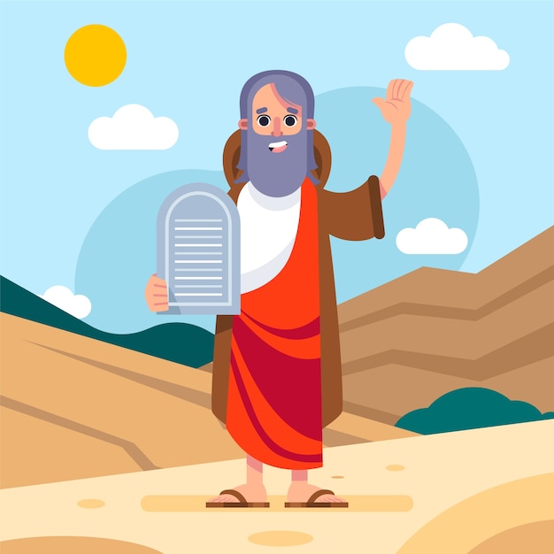 Иллюстрация Моисея в плоском дизайне