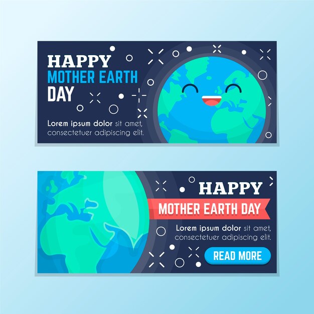 flat design mother earth day banner collection
