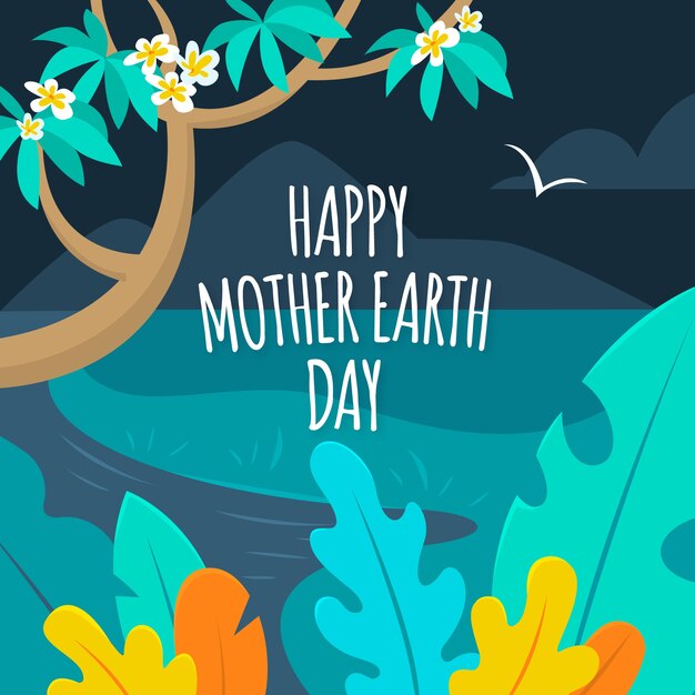 Flat design mother earth day concept