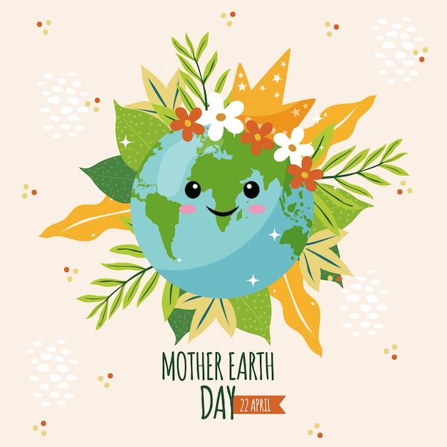 Flat design mother earth day concept