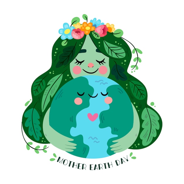 Flat design mother earth day concept