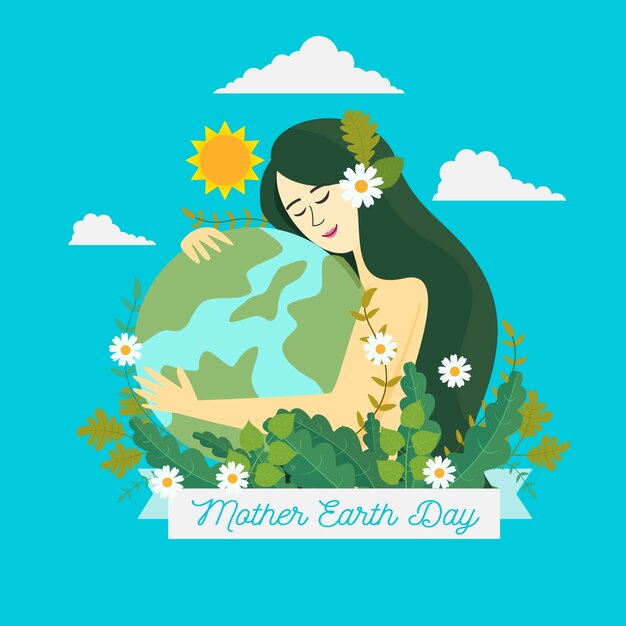 Flat design mother earth day event theme