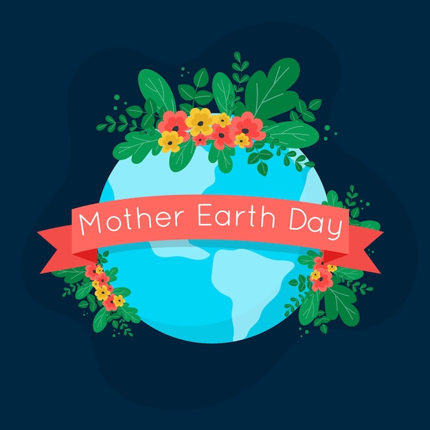 Free vector flat design for mother earth day with vegetation