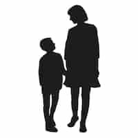 Free vector flat design mother and son silhouette