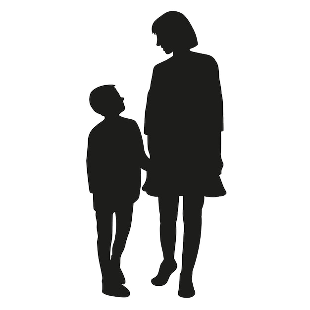 Free Vector flat design mother and son silhouette