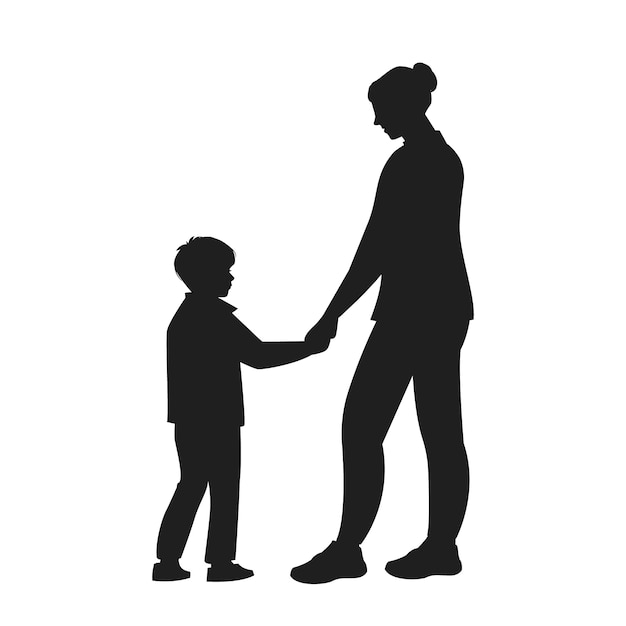 Free vector flat design mother and son silhouette