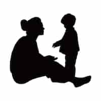 Free vector flat design mother and son silhouette