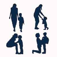 Free vector flat design mother and son silhouette