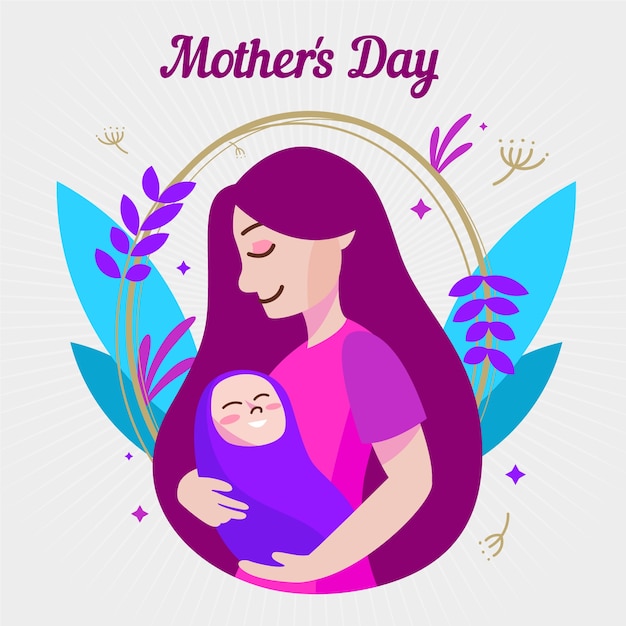 Flat design mothers day celebration