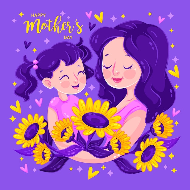 Flat design mothers day concept