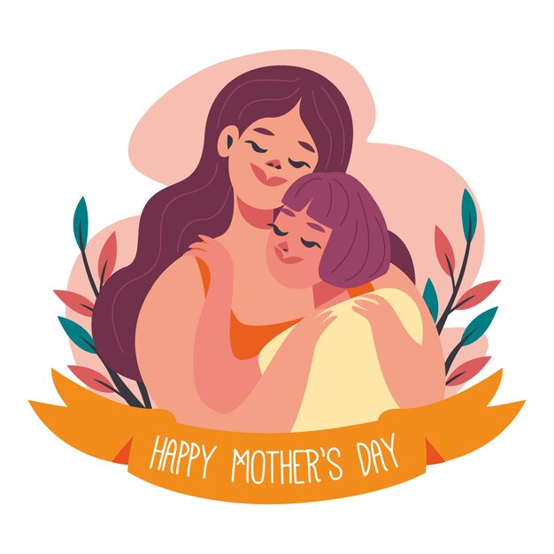 Flat design mothers day concept