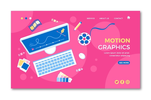 Free vector flat design motiongraphics landing page