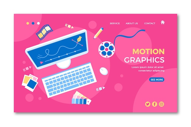 Pagina di destinazione di motiongraphics design piatto