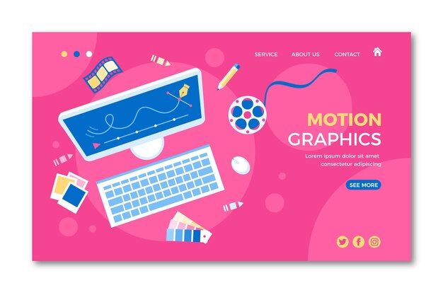 Flat design motiongraphics landing page