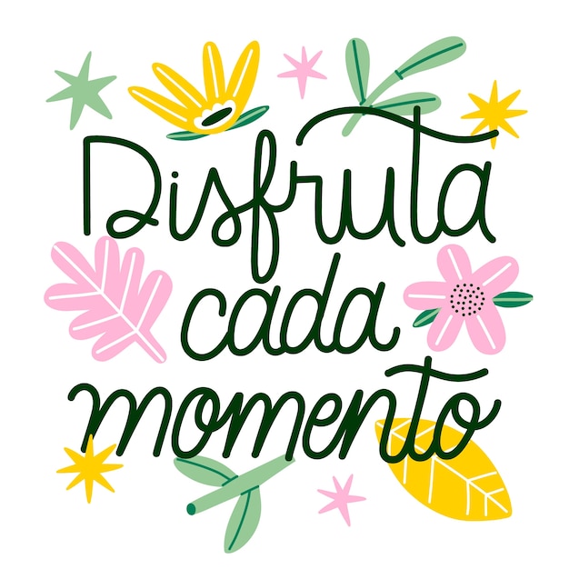 Free vector flat design motivational phrases in spanish design